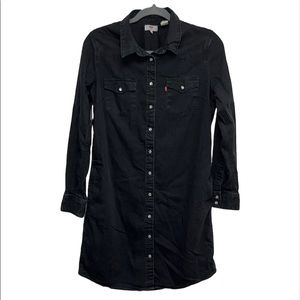 Levi’s Black Long-Sleeve Denim Dress, Size M
